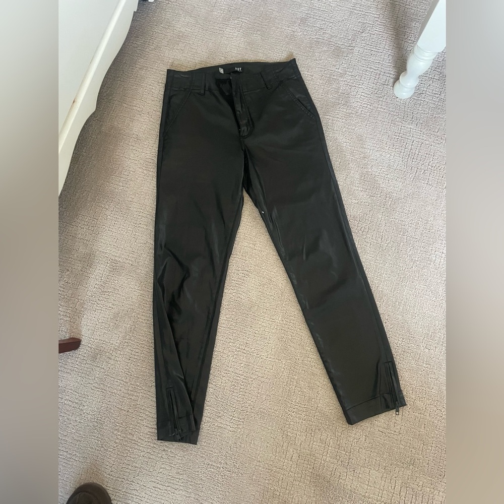 Kut from the Kloth Black Leather Straight Leg Pants